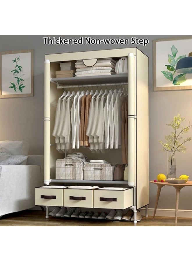DUNISO Portable Wardrobe Closet Clothes Organizer,Large Capacity Non-Woven Wardrobe, Easy to Assemble,Durable and Sturdy, with Strong Load-Bearing Capacity,for Bags, Toys, Shoes, Living Room, Bedroom, Cloakroom,90*45*170CM - Image 3